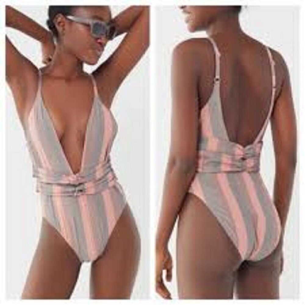 Urban Outfitters Out from Under Cici Knotty One-Piece Swimsuit XL Ivory Pink NEW